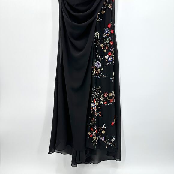 Mac Duggal Faux Wrap Multi Colored Beaded Floral Ruched Gown G1690 Sz 8 NWT - Picture 7 of 13
